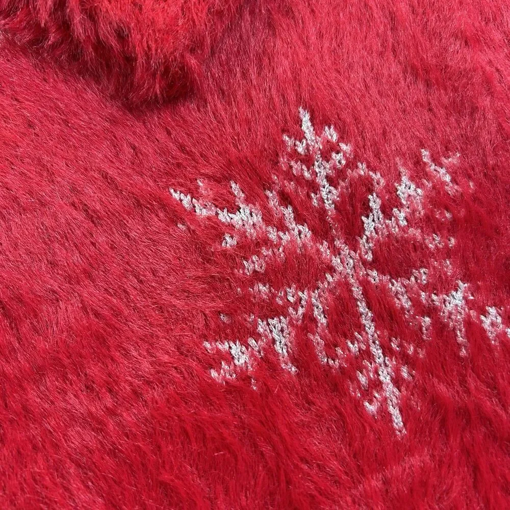 Torrid Red Metallic Snowflake Eyelash Sweater Size 2 (2X) Holiday Long Sleeve